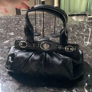 Black canvas coach satchel pristine condition